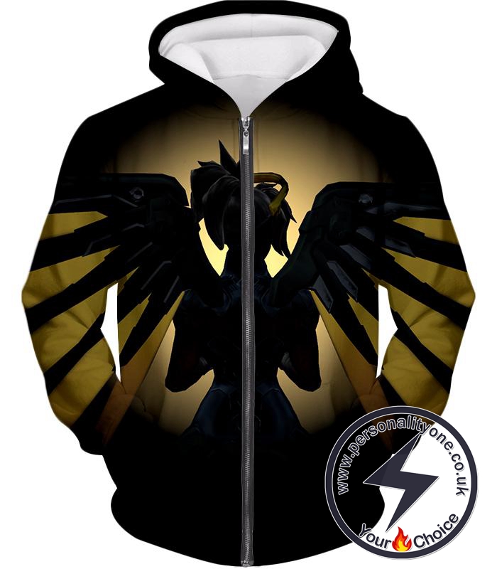 Overwatch Awesome Flying Overwatch Agent Healer Mercy Zip Up Hoodie